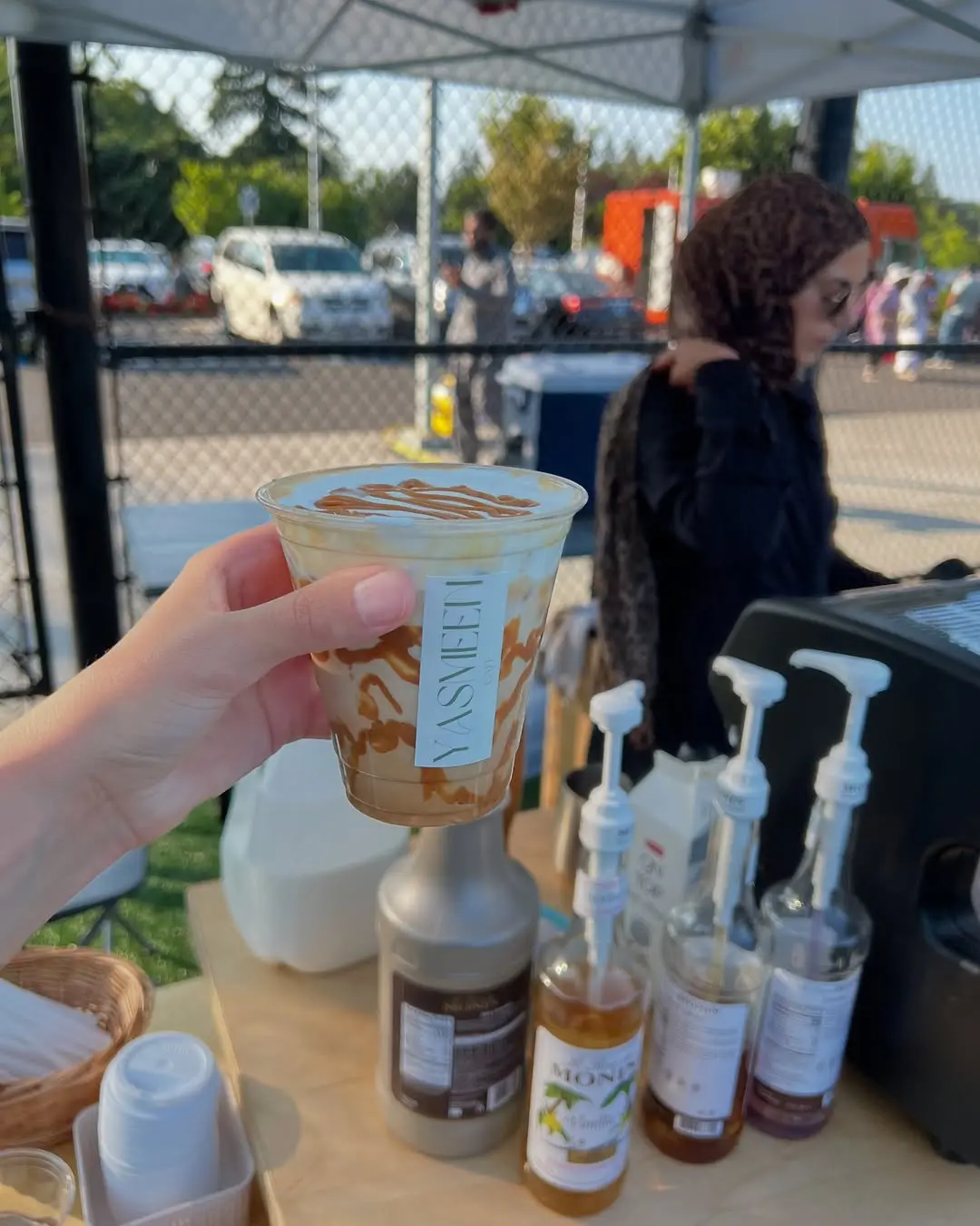 Customers enjoying Cookie Butter Latte